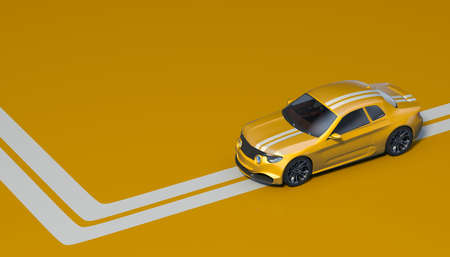 3D rendering of a brand-less generic concept car in studio environmentの写真素材