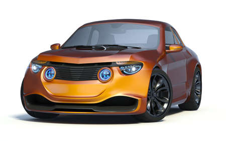 3D rendering of a brand-less generic concept car in studio environmentの写真素材