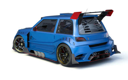 3D rendering of a brand-less generic concept car in studio environmentの写真素材