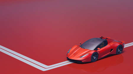 3D rendering of a brand-less generic concept car in studio environmentの写真素材