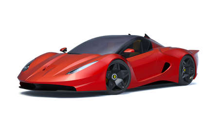 3D rendering of a brand-less generic concept car in studio environmentの写真素材