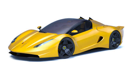 3D rendering of a brand-less generic concept car in studio environmentの写真素材