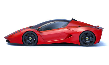 3D rendering of a brand-less generic concept car in studio environmentの写真素材