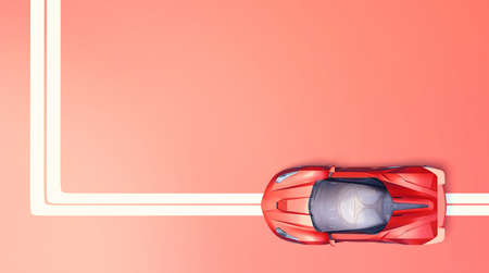 3D rendering of a brand-less generic concept car in studio environmentの写真素材