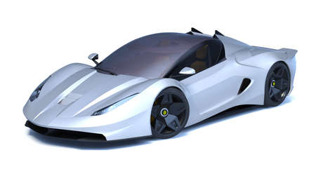3D rendering of a brand-less generic concept car in studio environmentの写真素材
