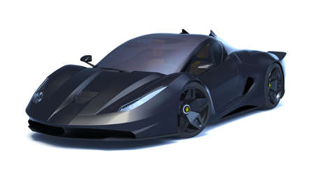 3D rendering of a brand-less generic concept car in studio environmentの写真素材