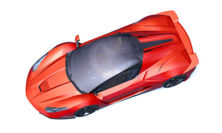 3D rendering of a brand-less generic concept car in studio environmentの写真素材