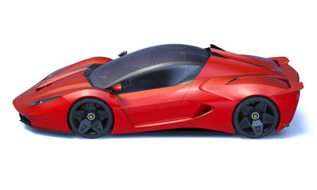 3D rendering of a brand-less generic concept car in studio environmentの写真素材