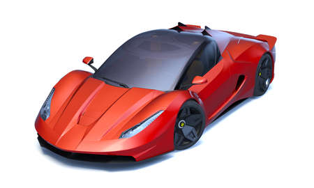 3D rendering of a brand-less generic concept car in studio environmentの写真素材
