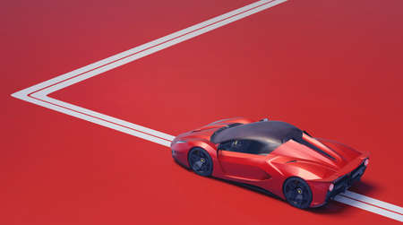 3D rendering of a brand-less generic concept car in studio environmentの写真素材