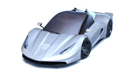 3D rendering of a brand-less generic concept car in studio environmentの写真素材