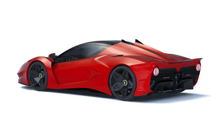 3D rendering of a brand-less generic concept car in studio environmentの写真素材