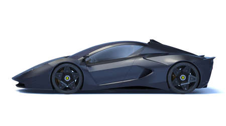 3D rendering of a brand-less generic concept car in studio environmentの写真素材