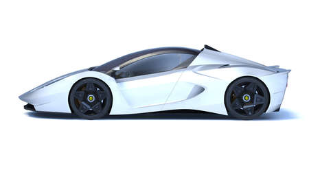 3D rendering of a brand-less generic concept car in studio environmentの写真素材