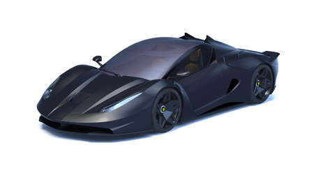 3D rendering of a brand-less generic concept car in studio environmentの写真素材