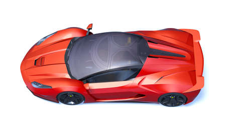 3D rendering of a brand-less generic concept car in studio environmentの写真素材