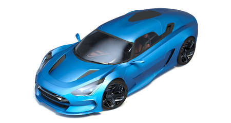 3D rendering of a brand-less generic concept car in studio environmentの写真素材