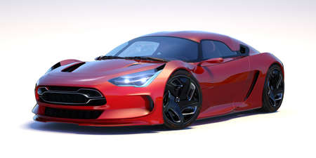 3D rendering of a brand-less generic concept car in studio environmentの写真素材