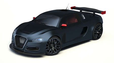 3D rendering of a brand-less generic concept car in studio environmentの写真素材