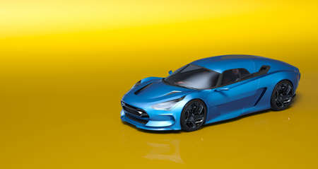 3D rendering of a brand-less generic concept car in studio environmentの写真素材