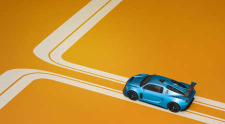 3D rendering of a brand-less generic concept car in studio environmentの写真素材