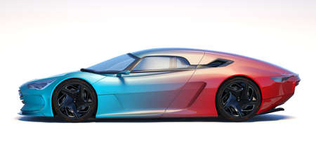 3D rendering of a brand-less generic concept car in studio environmentの写真素材