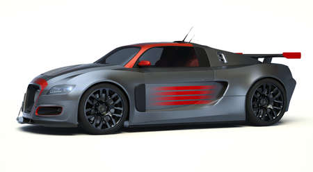 3D rendering of a brand-less generic concept car in studio environmentの写真素材