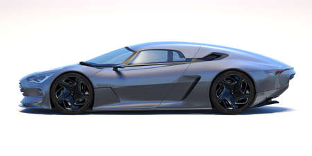 3D rendering of a brand-less generic concept car in studio environmentの写真素材