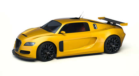 3D rendering of a brand-less generic concept car in studio environmentの写真素材
