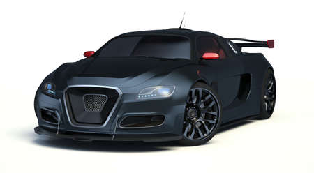 3D rendering of a brand-less generic concept car in studio environmentの写真素材