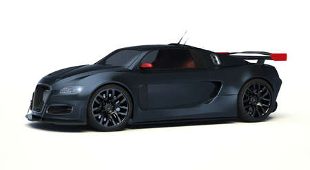 3D rendering of a brand-less generic concept car in studio environmentの写真素材