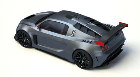 3D rendering of a brand-less generic concept car in studio environmentの写真素材