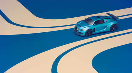 3D rendering of a brand-less generic concept car in studio environmentの写真素材