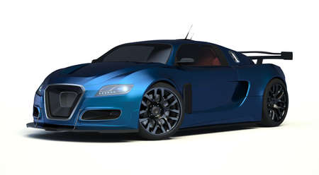 3D rendering of a brand-less generic concept car in studio environmentの写真素材