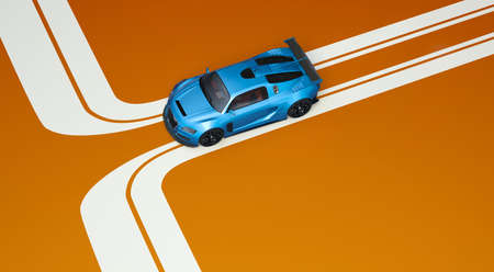 3D rendering of a brand-less generic concept car in studio environmentの写真素材