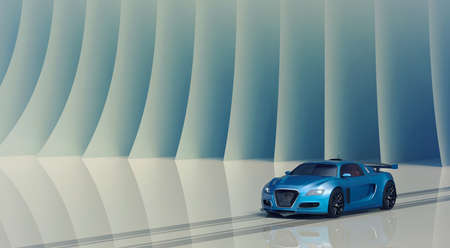 3D rendering of a brand-less generic concept car in studio environmentの写真素材