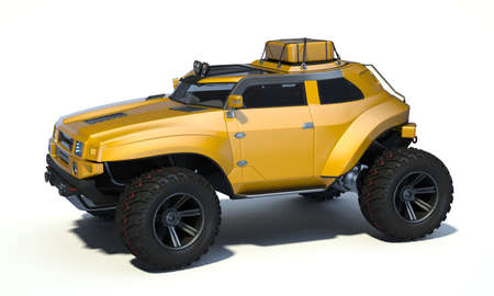 3D rendering of a brand-less generic concept off-road car in studio environmentの写真素材