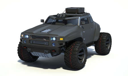 3D rendering of a brand-less generic concept off-road car in studio environmentの写真素材