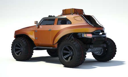 3D rendering of a brand-less generic concept off-road car in studio environmentの写真素材