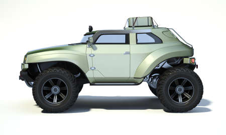 3D rendering of a brand-less generic concept off-road car in studio environmentの写真素材