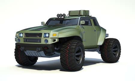 3D rendering of a brand-less generic concept off-road car in studio environmentの写真素材
