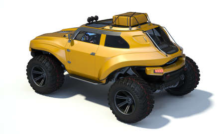 3D rendering of a brand-less generic concept off-road car in studio environmentの写真素材