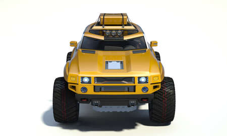 3D rendering of a brand-less generic concept off-road car in studio environmentの写真素材