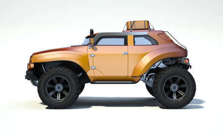 3D rendering of a brand-less generic concept off-road car in studio environmentの写真素材