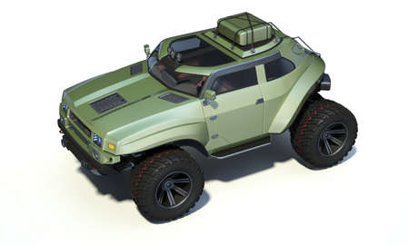 3D rendering of a brand-less generic concept off-road car in studio environmentの写真素材