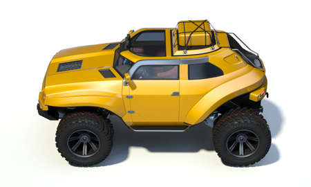 3D rendering of a brand-less generic concept off-road car in studio environmentの写真素材