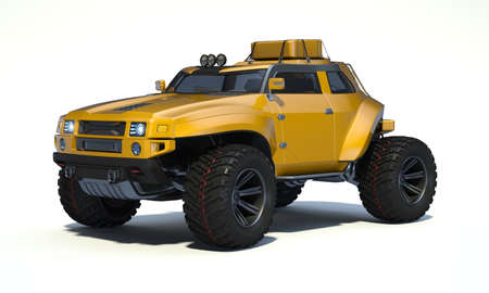 3D rendering of a brand-less generic concept off-road car in studio environmentの写真素材