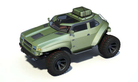 3D rendering of a brand-less generic concept off-road car in studio environmentの写真素材