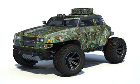 3D rendering of a brand-less generic concept off-road car in studio environmentの写真素材