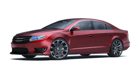 3D rendering of a brand-less generic concept car in studio environmentの写真素材